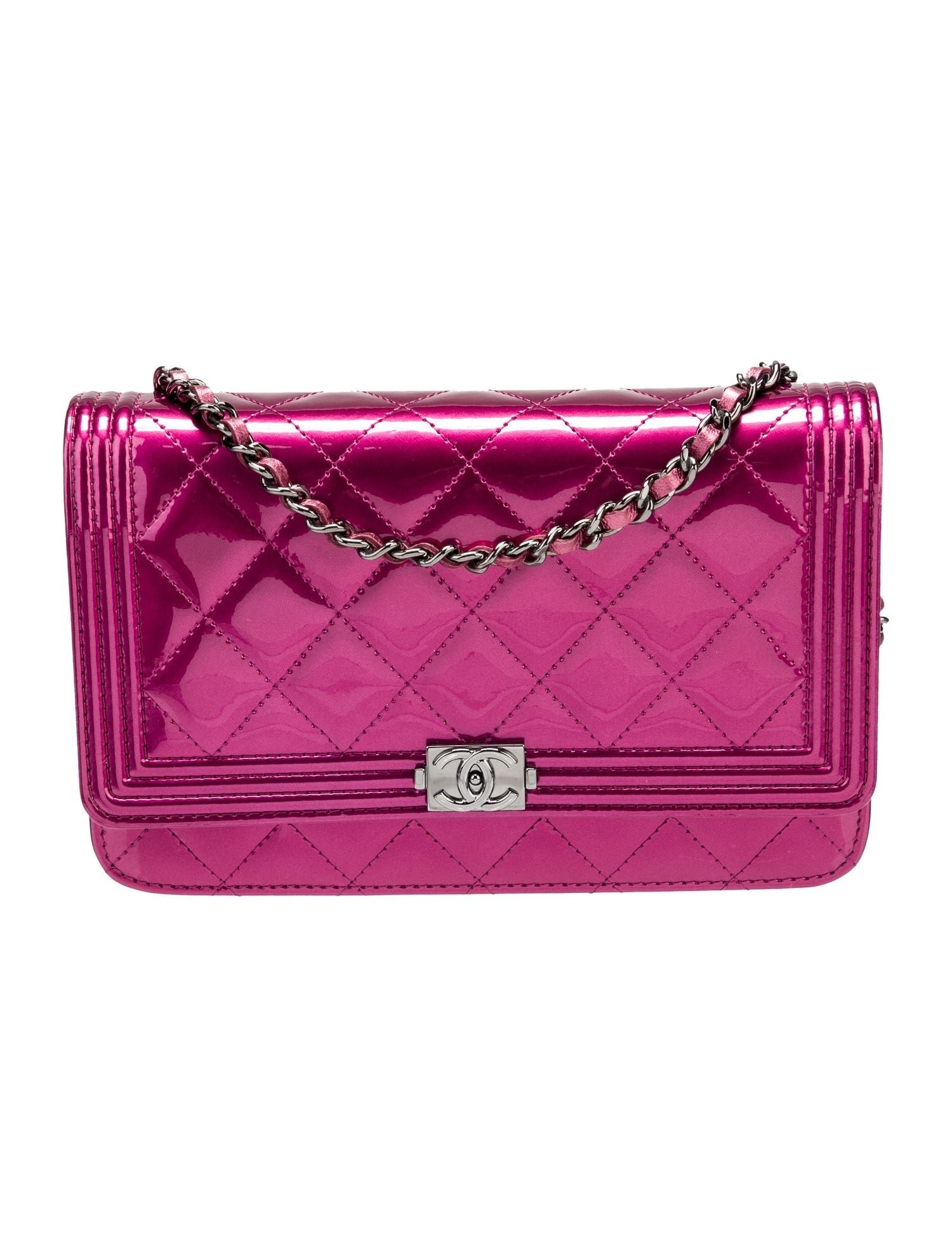 Chanel Patent Boy Wallet On Chain