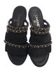 Chanel Interlocking CC Logo Suede Slides
