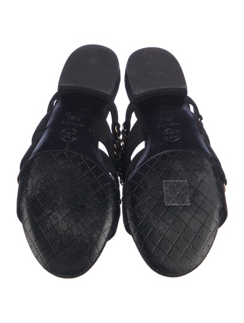 Chanel Interlocking CC Logo Suede Slides