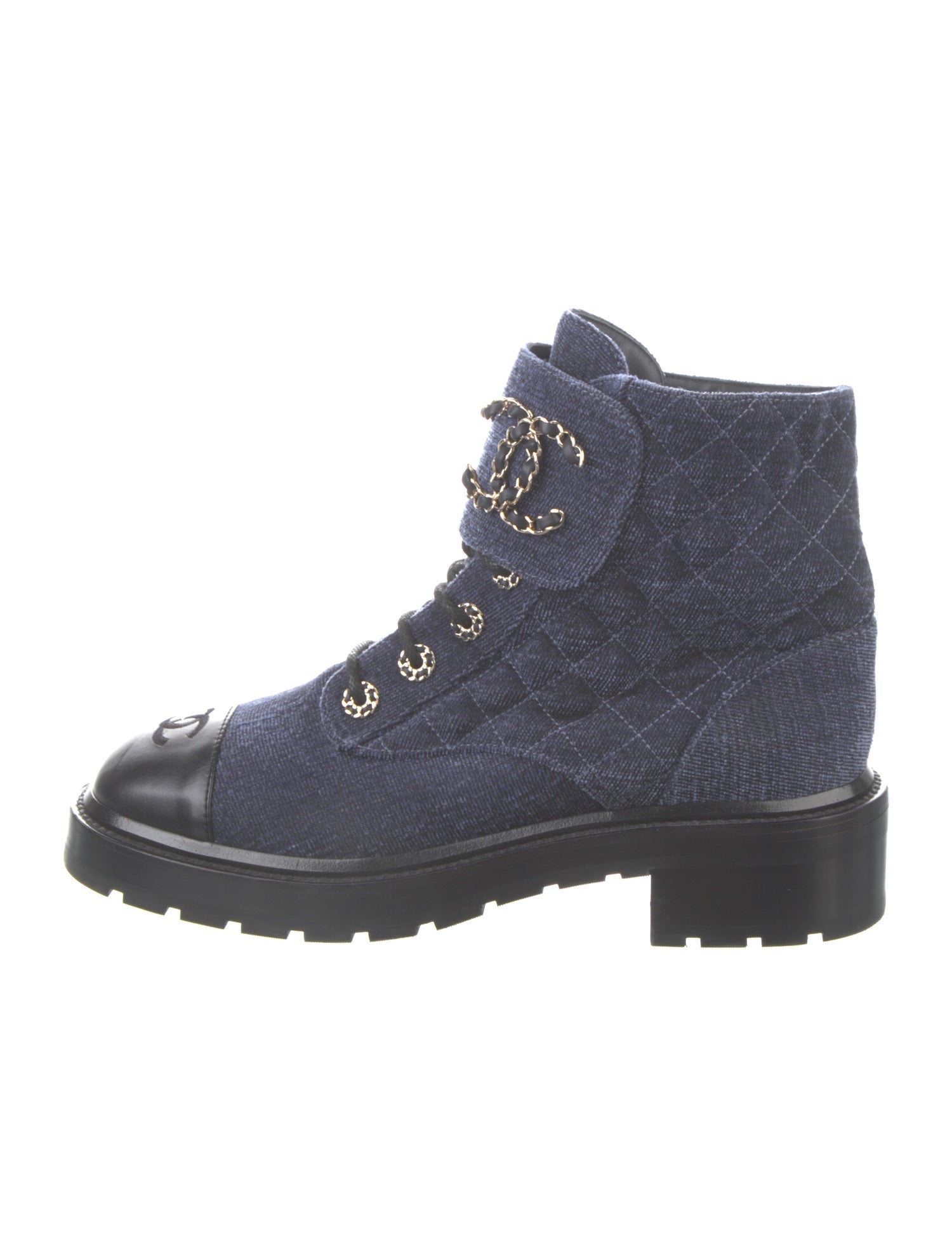 Chanel 2021 Interlocking CC Logo Combat Boots