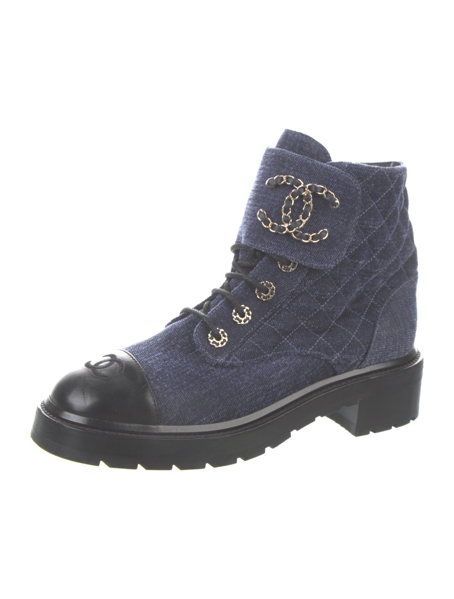 Chanel 2021 Interlocking CC Logo Combat Boots