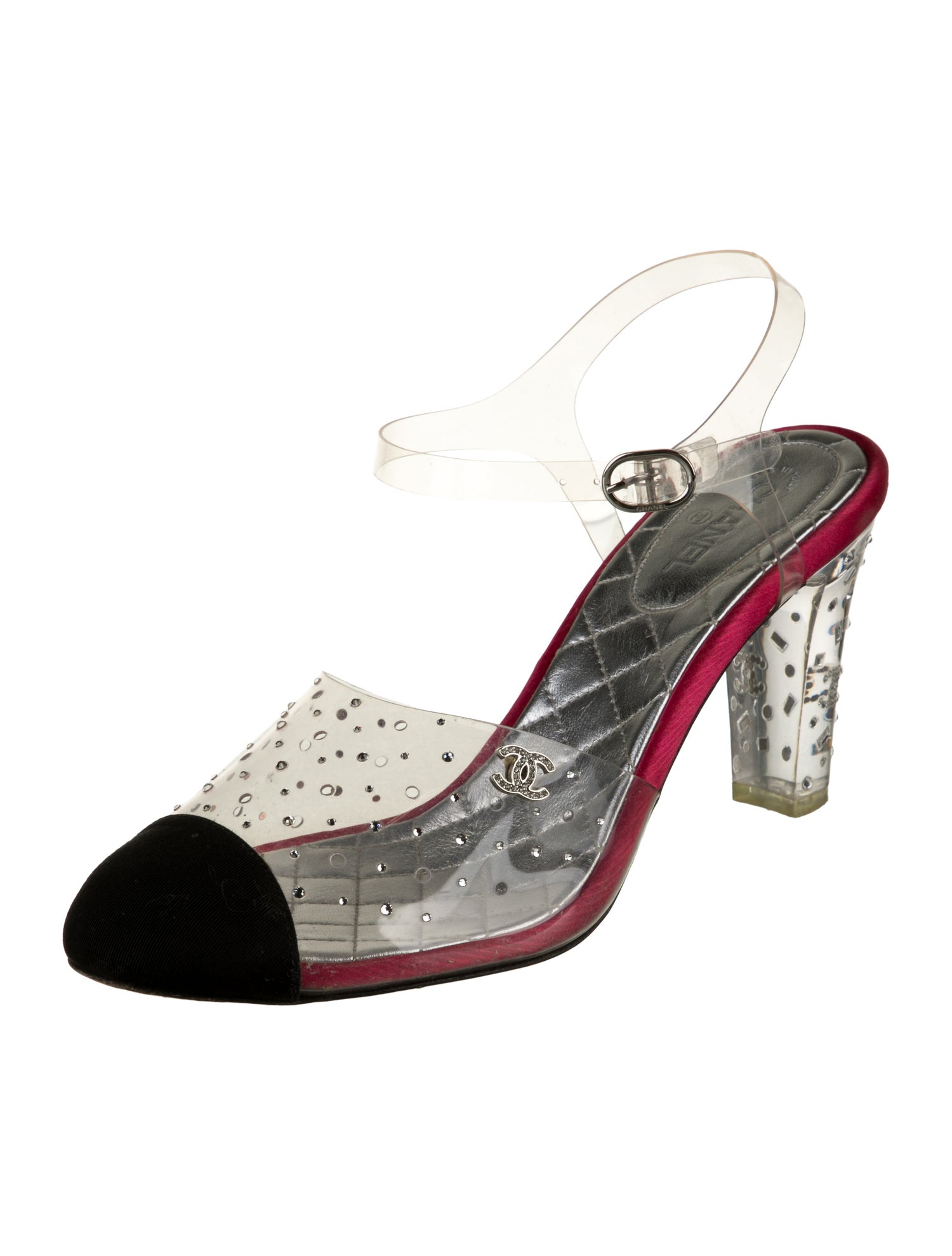 Chanel Interlocking CC Logo PVC Slingback Pumps