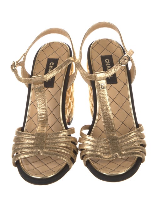 Chanel 2022 Interlocking CC Logo T-Strap Sandals