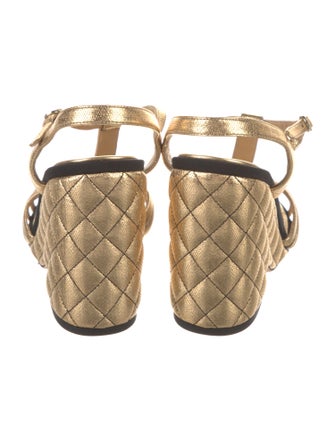 Chanel 2022 Interlocking CC Logo T-Strap Sandals