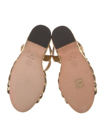 Chanel 2022 Interlocking CC Logo T-Strap Sandals