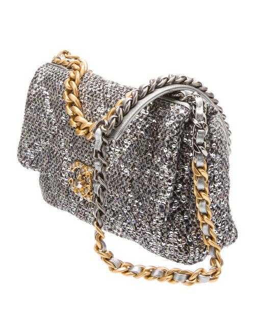 Chanel Sequins Tweed Medium 19 Flap Bag