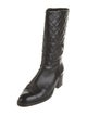Chanel Interlocking CC Logo Patent Leather Moto Boots