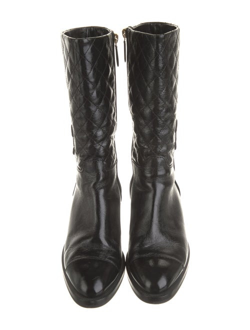 Chanel Interlocking CC Logo Patent Leather Moto Boots