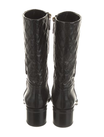 Chanel Interlocking CC Logo Patent Leather Moto Boots