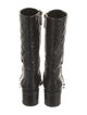 Chanel Interlocking CC Logo Patent Leather Moto Boots