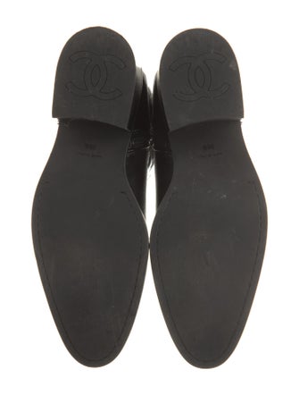 Chanel Interlocking CC Logo Patent Leather Moto Boots