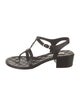 Chanel Interlocking CC Logo Leather T-Strap Sandals