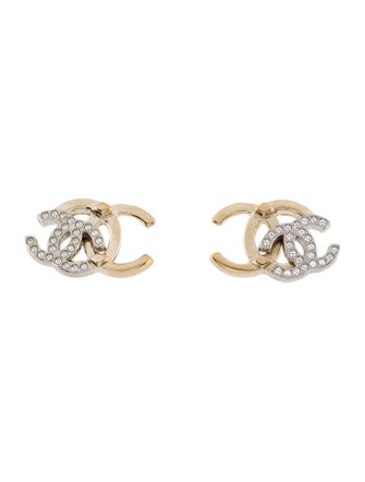 Chanel Strass CC Stud Earrings
