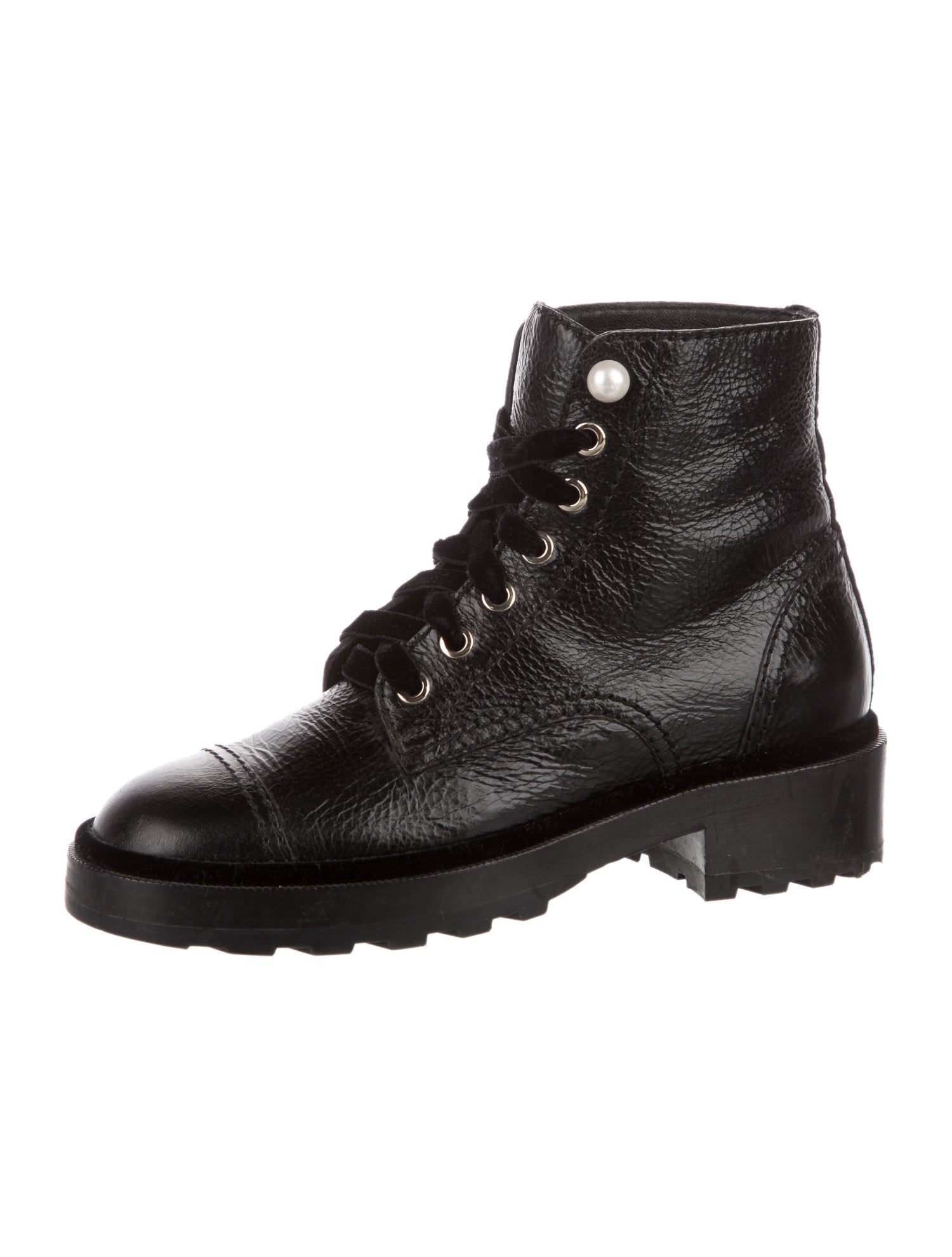 Chanel Interlocking CC Logo Calfskin Combat Boots