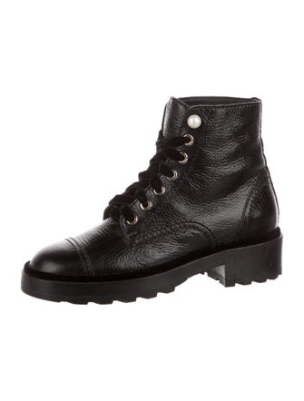 Chanel Interlocking CC Logo Calfskin Combat Boots
