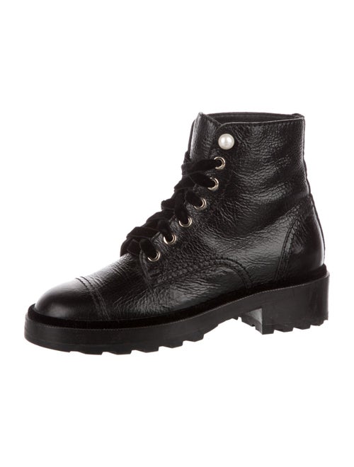 Chanel Interlocking CC Logo Calfskin Combat Boots