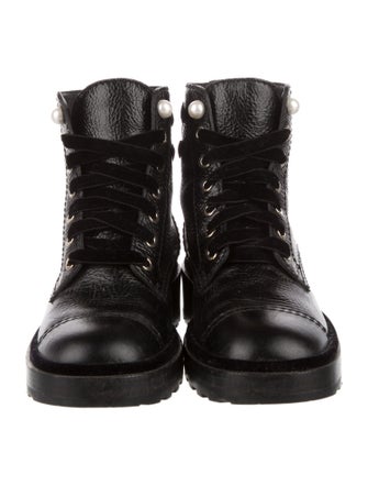 Chanel Interlocking CC Logo Calfskin Combat Boots