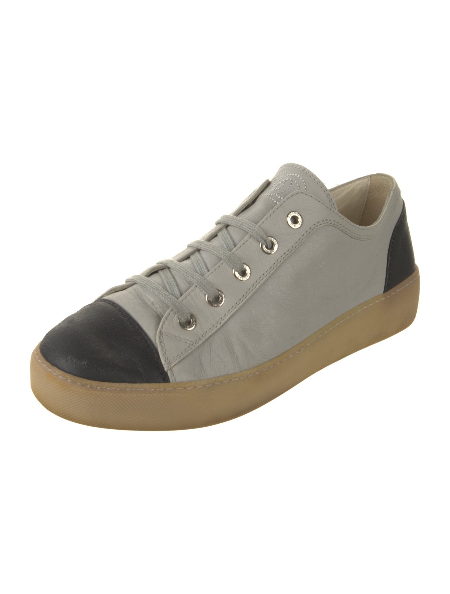 Chanel Leather Colorblock Pattern Sneakers