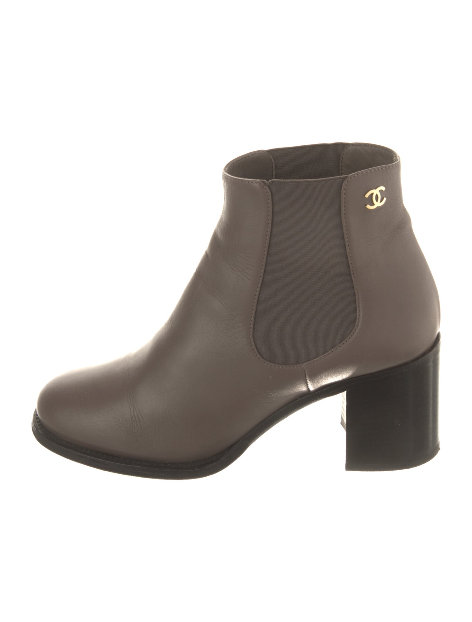 Chanel Interlocking CC Logo Leather Chelsea Boots