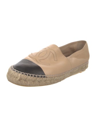 Chanel Interlocking CC Logo Leather Espadrilles