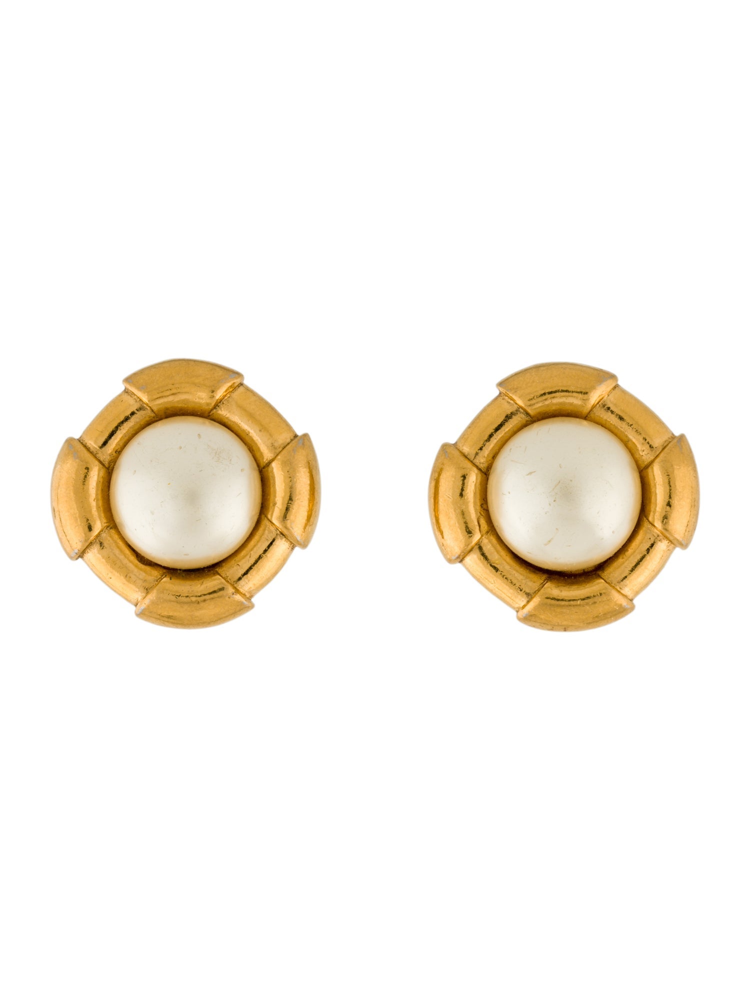 Chanel Vintage Faux Pearl Clip-On Earrings