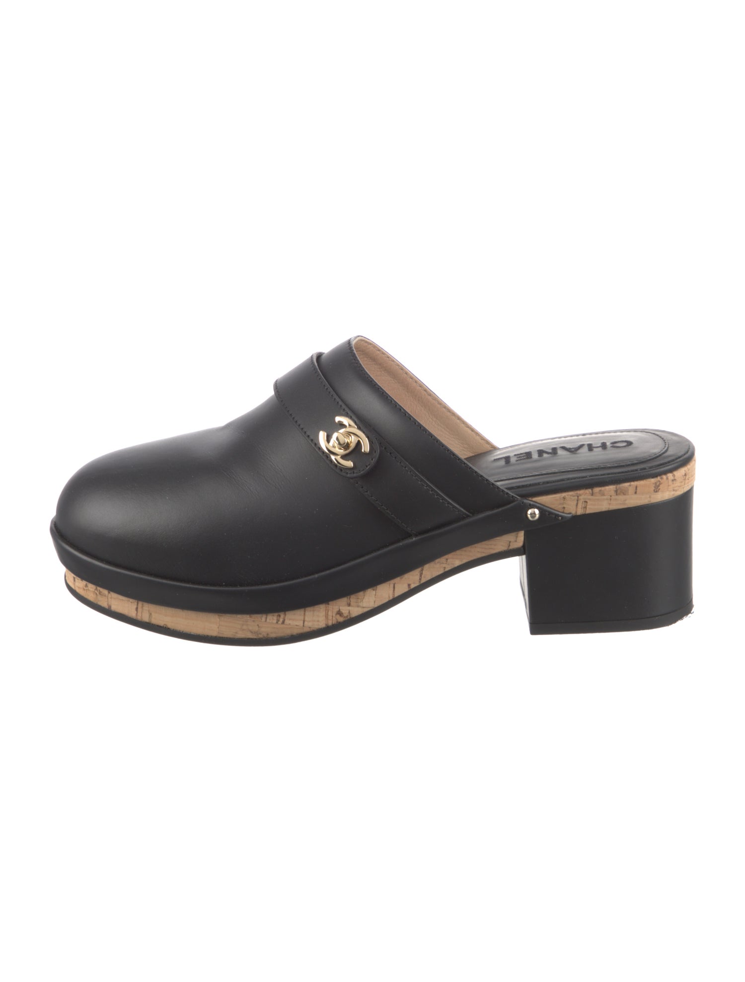 Chanel Interlocking CC Logo Calfskin Mules