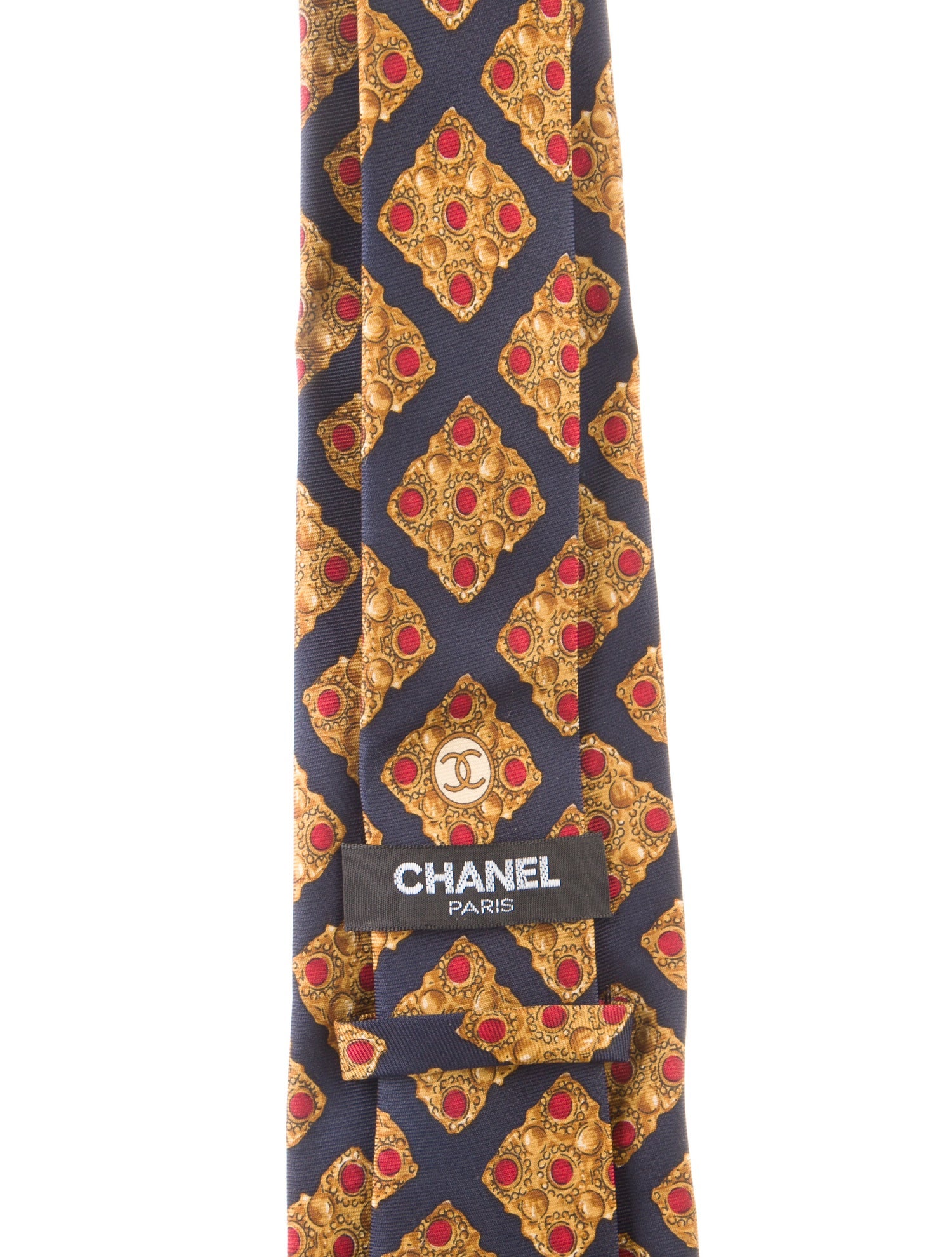 Chanel Silk Gripoix Print Wide Tie
