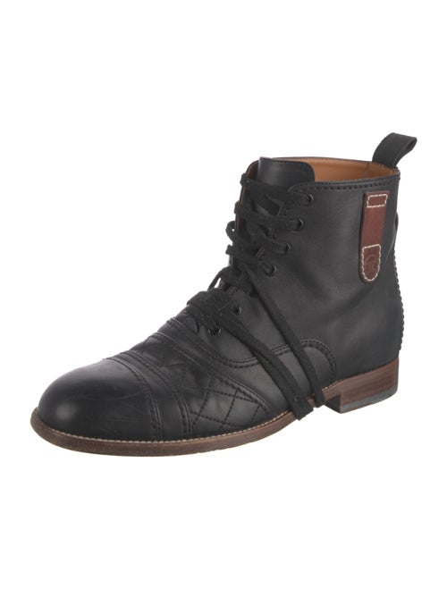 Chanel 2014 Interlocking CC Logo Lace-Up Boots