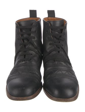 Chanel 2014 Interlocking CC Logo Lace-Up Boots