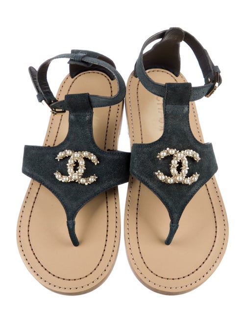 Chanel 2018 Interlocking CC Logo T-Strap Sandals