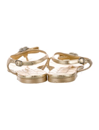 Chanel Interlocking CC Logo Calfskin T-Strap Sandals