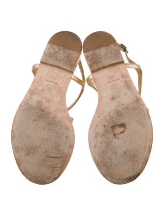 Chanel Interlocking CC Logo Calfskin T-Strap Sandals