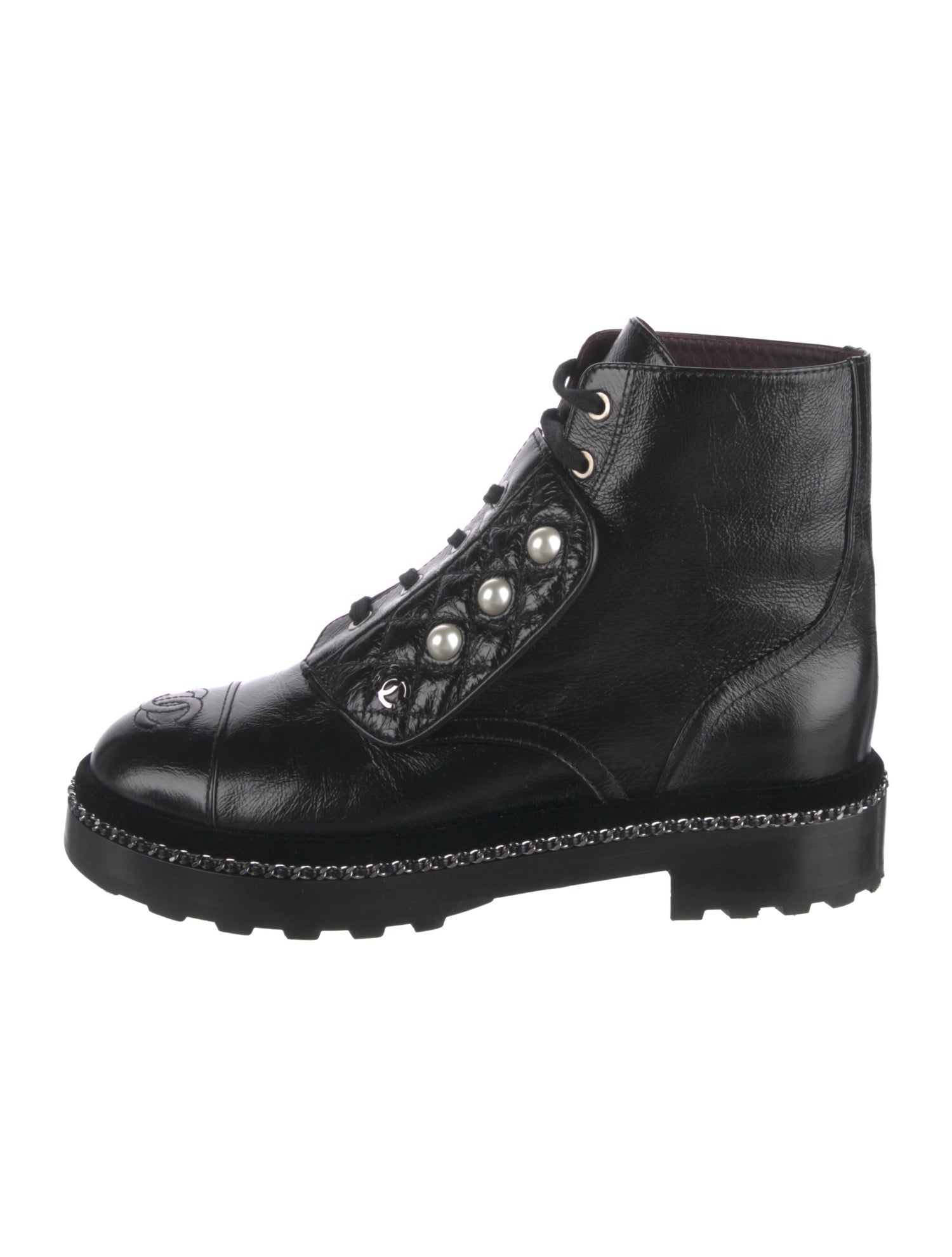 Chanel 2018 Interlocking CC Logo Combat Boots