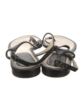 Chanel Interlocking CC Logo Leather T-Strap Sandals