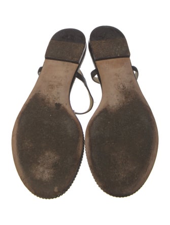 Chanel Interlocking CC Logo Leather T-Strap Sandals