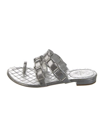 Chanel Interlocking CC Logo Patent Leather Slides