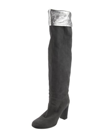 Chanel Interlocking CC Logo Suede Boots