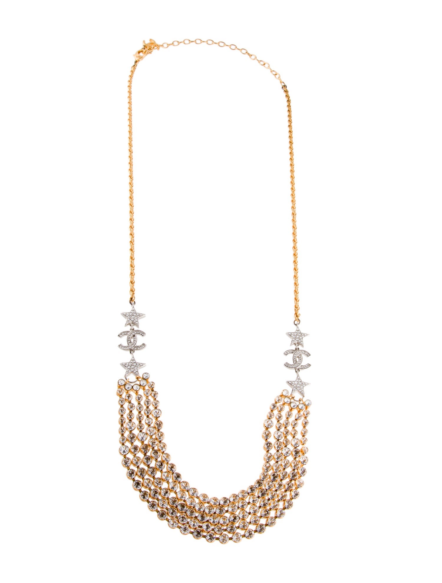 Chanel Strass Shooting Star CC Mutistrand Necklace