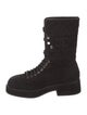 Chanel Interlocking CC Logo Suede Combat Boots