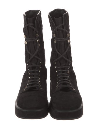 Chanel Interlocking CC Logo Suede Combat Boots