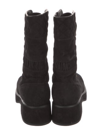 Chanel Interlocking CC Logo Suede Combat Boots