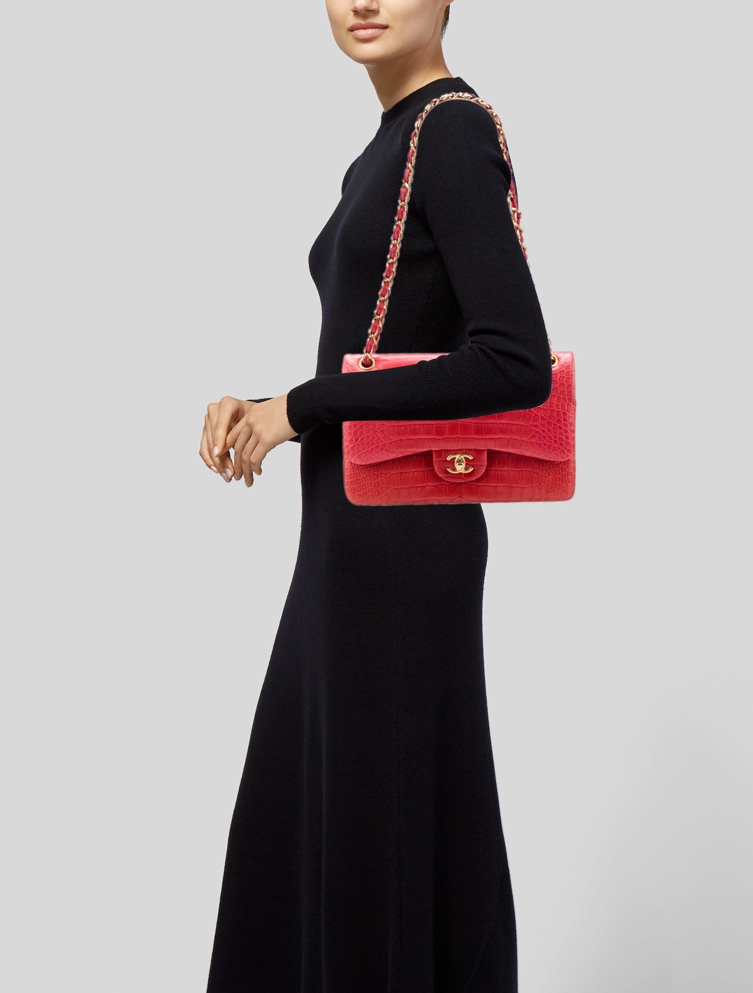 Chanel Classic Jumbo Alligator Double Flap Bag