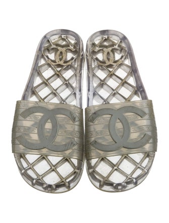 Chanel Interlocking CC Logo Rubber Slides