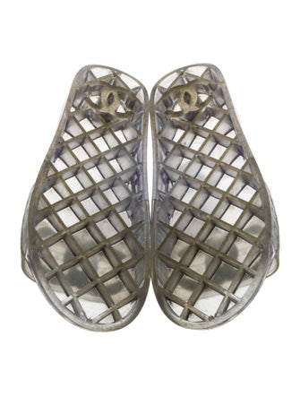 Chanel Interlocking CC Logo Rubber Slides