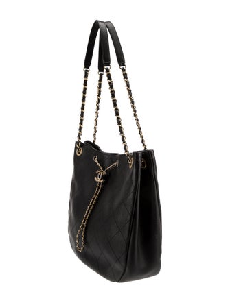 Chanel Quilted CC Drawstring Tote