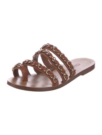 Chanel Chain-Link Accent Calfskin Slides