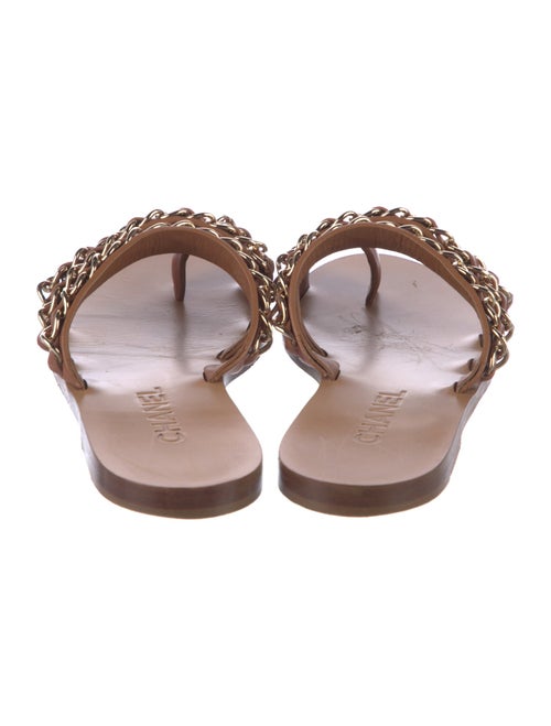 Chanel Chain-Link Accent Calfskin Slides