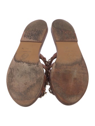 Chanel Chain-Link Accent Calfskin Slides