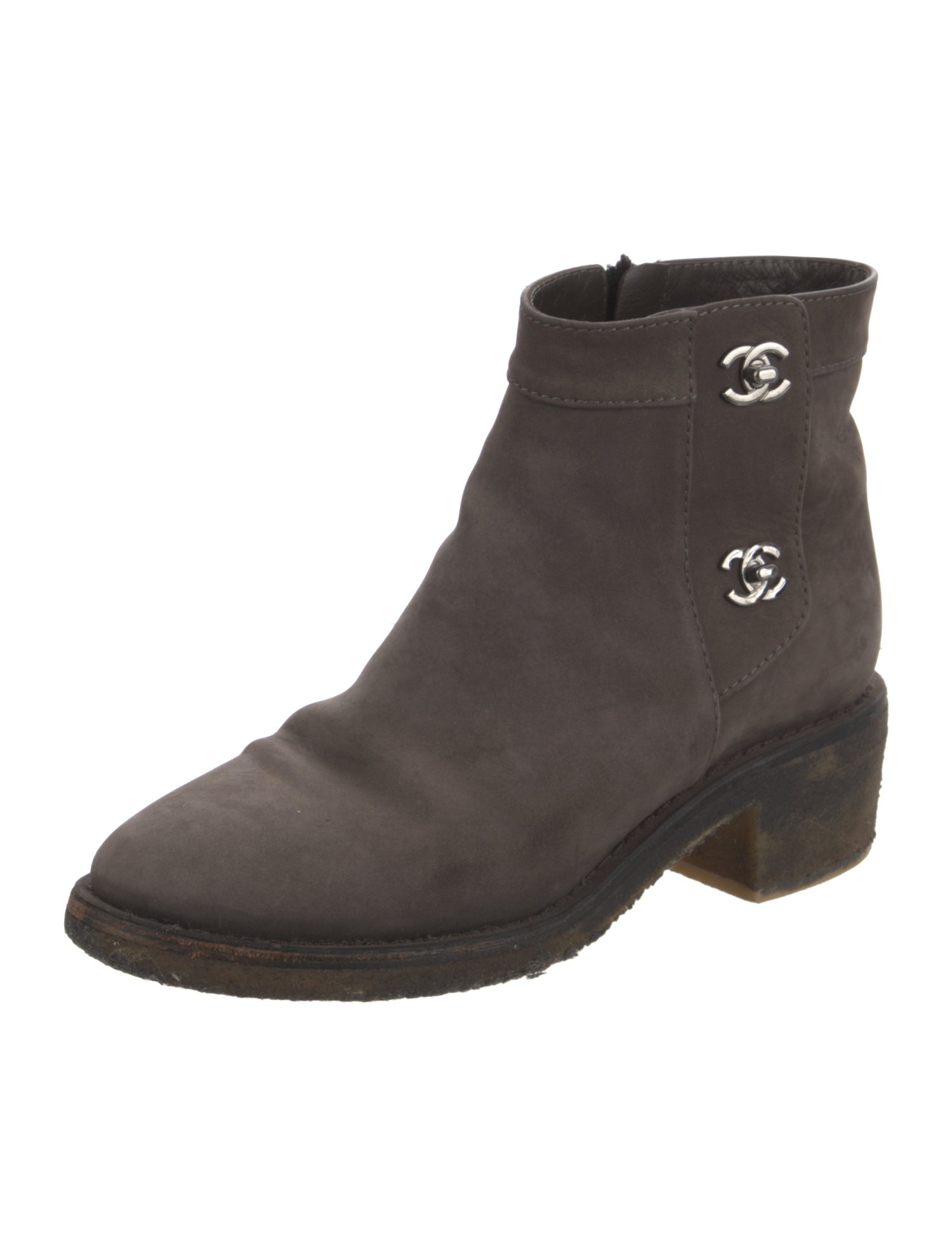 Chanel Interlocking CC Logo Nubuck Moto Boots