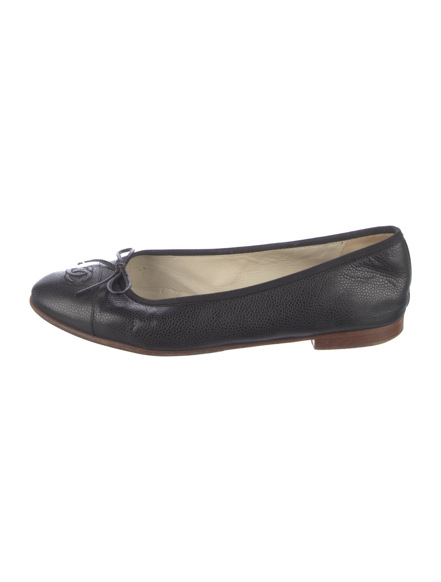 Chanel Interlocking CC Logo Bow Accents Ballet Flats